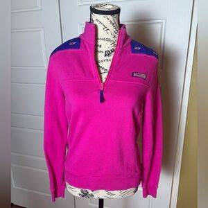 Vineyard Vines Pink Shep Shirt Whale Print Quarter Zip